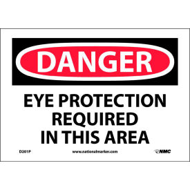 National Marker Company D201P Safety Signs - Danger Eye Protection - Vinyl 7"H X 10"W image.