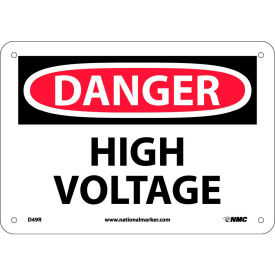 National Marker Company D49R Safety Signs - Danger High Voltage - Rigid Plastic 7"H X 10"W image.