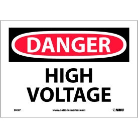 National Marker Company D49P Safety Signs - Danger High Voltage - Vinyl 7"H X 10"W image.