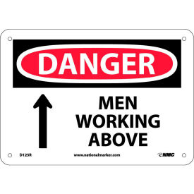 National Marker Company D125R**** Safety Signs - Danger Men Working Above - Rigid Plastic 7"H X 10"W image.