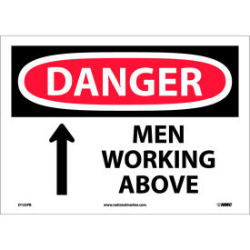 National Marker Company D125PB Safety Signs - Danger Men Working Above - Vinyl 10"H X 14"W image.