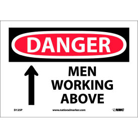 National Marker Company D125P Safety Signs - Danger Men Working Above - Vinyl 7"H X 10"W image.