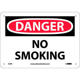 National Marker Company D79R Safety Signs - Danger No Smoking - Rigid Plastic 7"H X 10"W image.