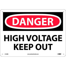 National Marker Company D139RB Safety Signs - Danger High Voltage Keep Out - Rigid Plastic 10"H X 14"W image.