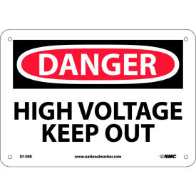 National Marker Company D139R Safety Signs - Danger High Voltage Keep Out - Rigid Plastic 7"H X 10"W image.