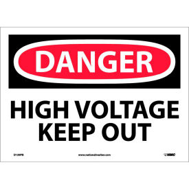 National Marker Company D139PB Safety Signs - Danger High Voltage Keep Out - Vinyl 10"H X 14"W image.