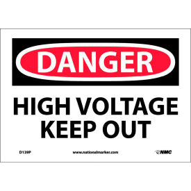 National Marker Company D139P Safety Signs - Danger High Voltage Keep Out - Vinyl 7"H X 10"W image.