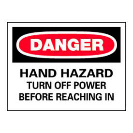 National Marker Company D-141F-090 Signs With Safety Message Legend-Danger Hand Hazard image.