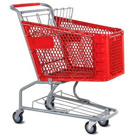Versacart Systems, Inc. 102-085-RED-BH VersaCart® Red Plastic Shopping Cart 3.5 Cu. Foot Capacity 102-085-RED-BH image.