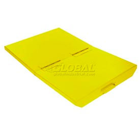 Global Industrial 238527YL Hinged Lid for 1-1/2 Cu. Yd. Global Industrial™ Self-Dumping Hopper, Yellow image.