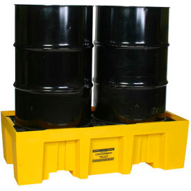 JUSTRITE SAFETY GROUP 1620 Eagle 1620 2 Drum Spill Containment Pallet 66 Gallon Capacity - Yellow with Drain image.