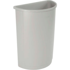 Rubbermaid Commercial Products FG352000GRAY 21 Gallon Half Round Rubbermaid Waste Receptacle - Gray image.