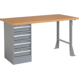 Global Industrial™ 72""W x 30""D Pedestal Workbench - 4 Drawers Shop Top Square Edge - Gray