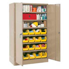 Global Industrial 500441 Global Industrial™ Locking Storage Cabinet 48x24x78 - 24 YL Stacking Bins & 6 Shelves Assembled image.