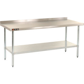 Aero Manufacturing Co. IAS-2460 Aero Manufacturing 430 Stainless Steel Table, 60 x 24", Undershelf, 2-1/4" Backsplash, 18 Gauge image.