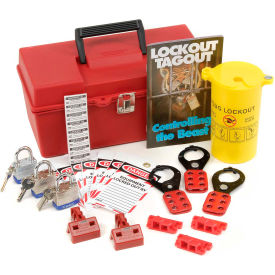National Marker Company ELOK1 NMC™ Portable Electrical Lockout Kit w/ 14" Case, Plastic, Red image.
