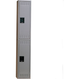 Tennsco Corp DTS-121236-A-MGY Tennsco® 2-Tier 2 Door Locker, 12"W x 12"D x 72"H, Medium Gray, Assembled image.