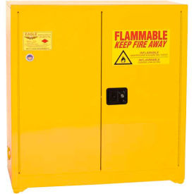 Justrite Safety Group YPI30X Eagle Paint/Ink Safety Cabinet with Self Close BiFold - 40 Gallon Yellow image.