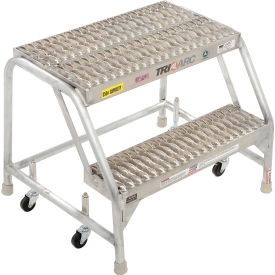 Tri Arc Mfg WLAR002245 2 Step Aluminum Rolling Ladder, 24"W Grip Step, W/O Handrails - WLAR002245 image.