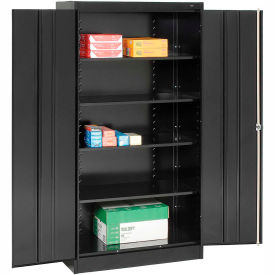 Tennsco Corp 1480-BLK Tennsco Standard Storage Cabinet, Turn Handle, 36"Wx24"Dx72"H, Black, Unassembled image.