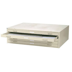 Global Industrial 506826PY Interion® - Blueprint Flat File Cabinet  5 Drawer - 47W  Putty image.