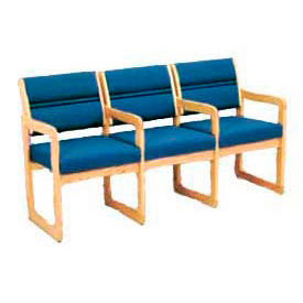 Chairs Reception Guest 3 Seater Sofa With 4 Armrests 3 Seater Reception Sofa With 4 Armrests Light Oak Blue Fabric