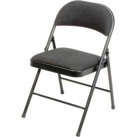 Interion Folding Chair, Fabric, Black - Pkg Qty 4