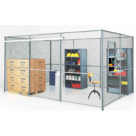 Global Industrial Wire Mesh Partition Security Room 20x10x8 without Roof - 2 Sides w/ Window