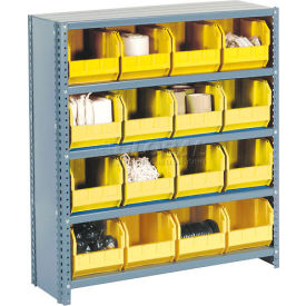 Global Industrial 603268YL Global Industrial™ Steel Closed Shelving - 36 Yellow Plastic Stacking Bins 10 Shelves 36x12x73 image.