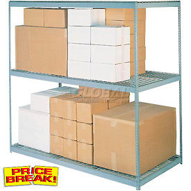 Global Industrial 502834 Global Industrial 3 Shelf, Wide Boltless Shelving, 2400 lb Cap, 96"W x 36"D x 96"H, Wire Deck image.