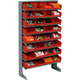 Global Industrial 603425RD Global Industrial™ 8 Shelf Floor Pick Rack - 32 Red Plastic Shelf Bins 8 Inch Wide 33x12x61 image.