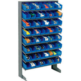 Global Industrial 603426BL Global Industrial™ 8 Shelf Floor Pick Rack - 64 Blue Plastic Shelf Bins 4 Inch Wide 33x12x61 image.