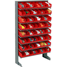 Global Industrial 603426RD Global Industrial™ 8 Shelf Floor Pick Rack - 64 Red Plastic Shelf Bins 4 Inch Wide 33x12x61 image.