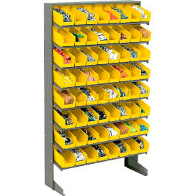 Global Industrial 603426YL Global Industrial™ 8 Shelf Floor Pick Rack - 64 Yellow Plastic Shelf Bins 4 Inch Wide 33x12x61 image.