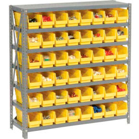 Global Industrial 603430YL Global Industrial™ Steel Shelving with 48 4"H Plastic Shelf Bins Yellow, 36x12x39-7 Shelves image.