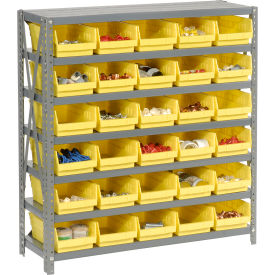 Global Industrial 603435YL Global Industrial™ Steel Shelving with 30 4"H Plastic Shelf Bins Yellow, 36x18x39-7 Shelves image.