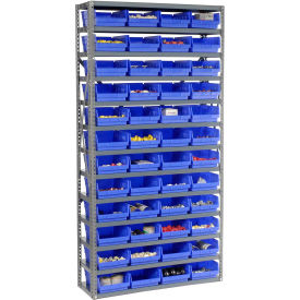 Global Industrial 603439BL Global Industrial™ Steel Shelving with 48 4"H Plastic Shelf Bins Blue, 36x12x72-13 Shelves image.