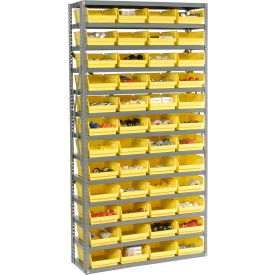 Global Industrial 603439YL Global Industrial™ Steel Shelving with 48 4"H Plastic Shelf Bins Yellow, 36x12x72-13 Shelves image.