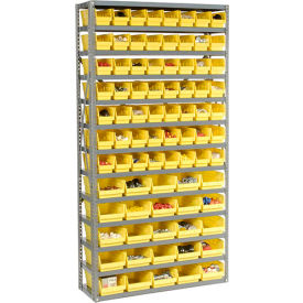 Global Industrial 603442YL Global Industrial™ Steel Shelving - Total 81 4"H Plastic Shelf Bins Yellow, 36x12x72-13 Shelves image.
