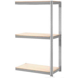 Global Industrial Expandable Add-On Rack 36x18x84 3 Level Wood Deck 1500 lb. Cap Per Level GRY