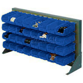 Global Industrial 603381BL Global Industrial™ Louvered Bench Rack w/ 16(B), 6(G) Blue Bins, 36"W x 15"D x 20"H image.
