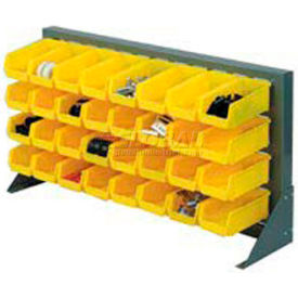 Global Industrial 603381YL Global Industrial™ Louvered Bench Rack w/ 16(B), 6(G) Yellow Bins, 36"W x 15"D x 20"H image.