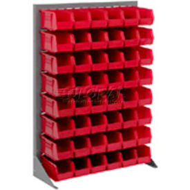 Global Industrial 603387RD Global Industrial™ Louvered Bin Rack w/ 32(B), 8(E), 2(H) Red Bins, 36"W x 15"D x 50"H image.