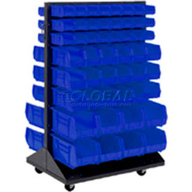 Global Industrial 603392BL Global Industrial™ Mobile Double Sided Floor Rack - 100 Blue Stacking Bins 36 x 55 image.