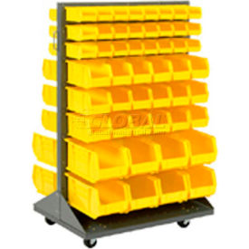 Global Industrial 603392YL Global Industrial™ Mobile Double Sided Floor Rack - 100 Yellow Stacking Bins 36 x 55 image.