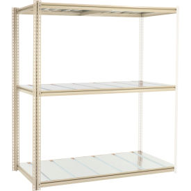 Global Industrial B2297754 Global Industrial 3 Shelf, High Cap Boltless Shelving, Steel Deck, Add On, 72"W x 24"D x 96"H, USA image.