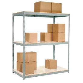 Global Industrial 504203GY Global Industrial 3 Shelf, Wide Boltless Shelving, 60"W x 24"D x 60"H, Laminate Deck image.