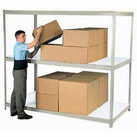 Global Industrial Wide Span Rack 96Wx24Dx96H, 3 Shelves Laminated Deck 1100 Lb Per Level, Gray