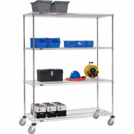 Global Industrial 189516AB Nexel® Stainless Steel Wire Shelf Truck w/Brakes, 1200 lb. Capacity, 60"L x 24"W x 80"H image.