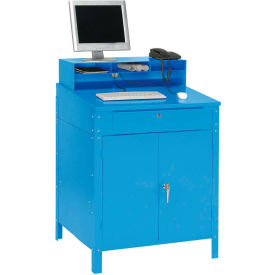 Global Industrial 300912 Global Industrial™ Cabinet Shop Desk w/ Pigeonhole Riser, 34-1/2"W x 30"D, Blue image.